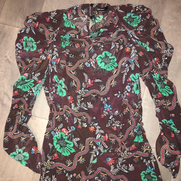 ISABEL MARANT PRINTED GATHERED SHOULDER BLOUSE 38 - Picture 5 of 9